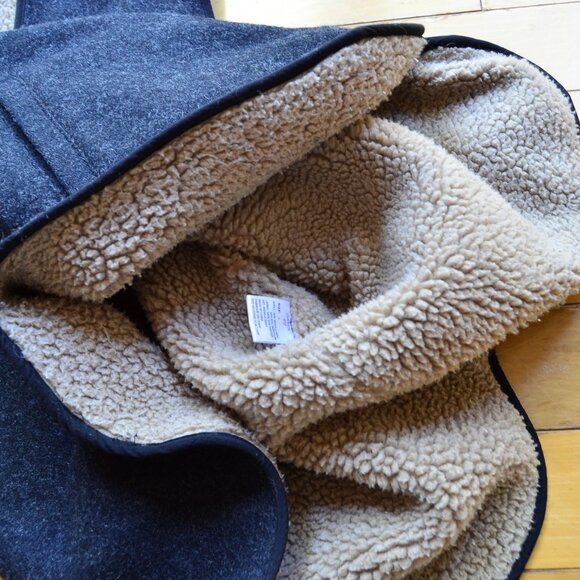 Woolrich Charcoal Wool Zip Up Sherpa Fleece Lined Outdoor Vest Men’s Size L - Picture 7 of 9